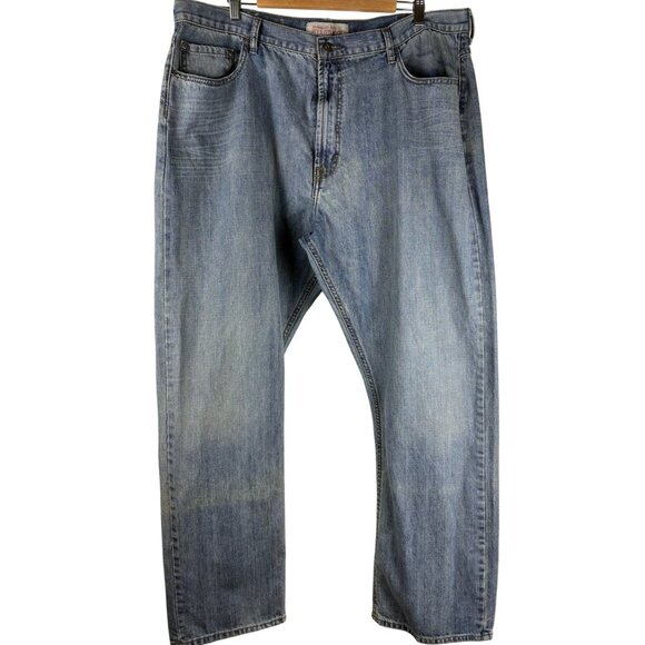 Western Cowboy Relaxed Boot Distressed Wrangler Denim Jeans Co, Men's 42X32 - Picture 3 of 11